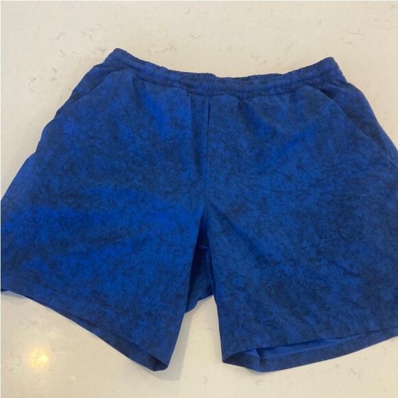 Lululemon Pace Breaker Active Running Shorts Blue Black with Liner and Pockets - Picture 2 of 8